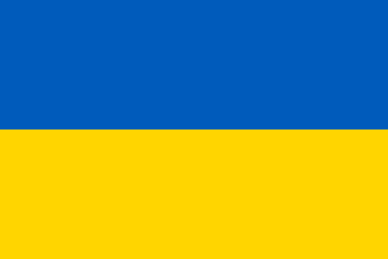 Flaga Ukrainy. Na górze kolor niebieski, na dole żółty.
